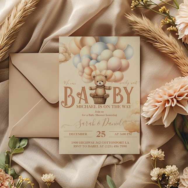 Invitación Globos de Oso Teddy Bear Esperar Baby Shower (Subido por el creador)