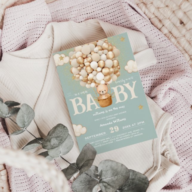 Invitación Globos de osos apenas esperan verde menta  Baby Sh (Subido por el creador)