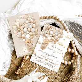 Invitación Globos de Osos Esperan con Ansia Fiesta de Bebé Ne