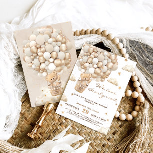 Invitación Globos de Osos Esperan con Ansia Fiesta de Bebé Ne