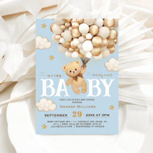 Invitación Globos de Osos Esperando con Ansias Baby Shower Az