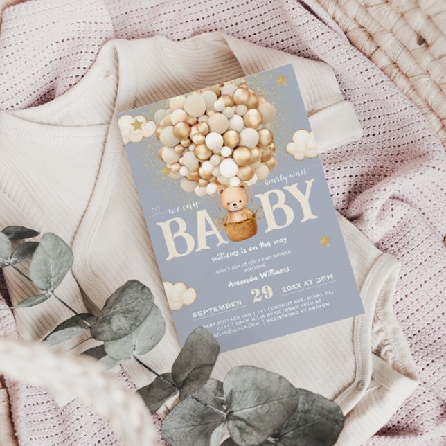 Invitación Globos de Osos Esperando con Ansias Fiesta de Bebé (Subido por el creador)
