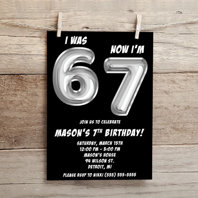 Invitación Globos de papel de plata 67 Cumpleaños Temático 7 (Subido por el creador)