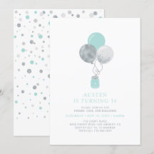 Globos de plata y menta Cumpleaños moderno 18