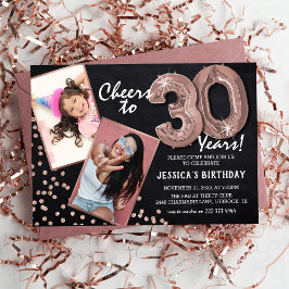 Invitación Globos de RoseGold con Pizarra 2 Foto Cumpleaños 3