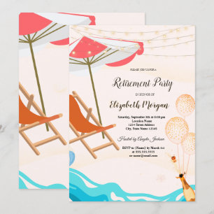 Invitación Globos de silla relajada, fiesta de jubilación con