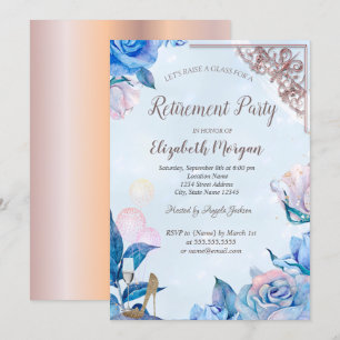 Invitación Globos de vidrio, tacones de oro rosa, flores Jubi