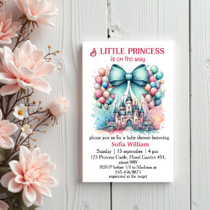 Invitación globos del castillo de princesa arco de ducha de b