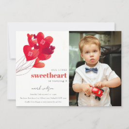 Invitación Globos del Corazón Rojo Cute Fotografía Aniversari
