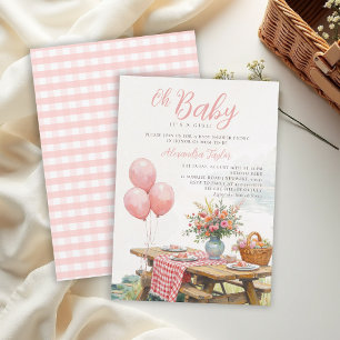 Invitación Globos del Lago Picnic Floral Chic Baby Shower de