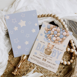 Invitación Globos del Oso Azul Oso Apenas Espera Baby Shower