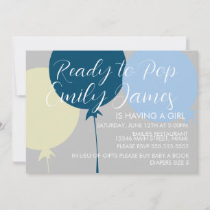 Invitación Globos Divertidos Niño Azul Baby Shower