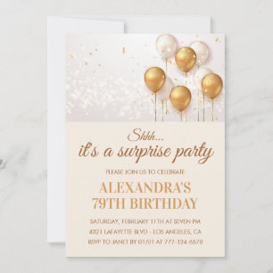 Invitación Globos dorados sorpresa 79 cumpleaños