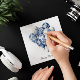 Invitación Globos en azul Delft, personalizable