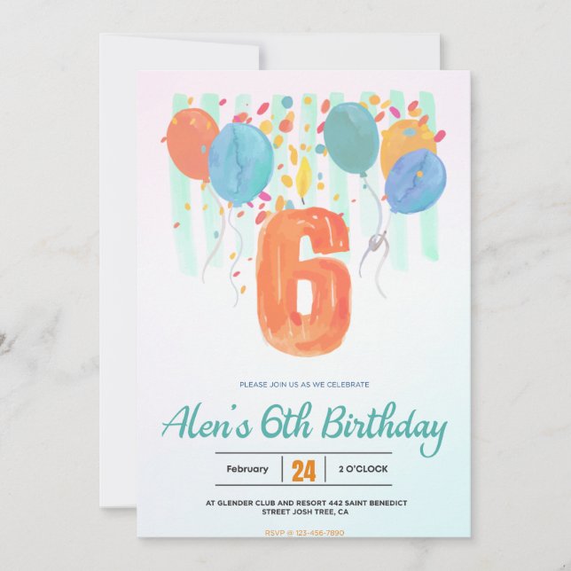 Invitación Globos en flor: Celebrar la Fiesta de Cumpleaños n (Anverso)