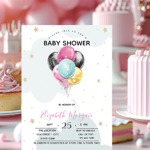 Invitación Globos,Estrellas,Nubes Lindas