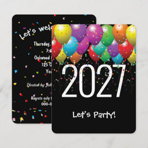 Invitación Globos Fiestas de Año Nuevo 2026