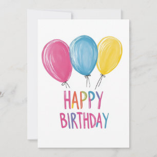 Invitación Globos ilustrados Feliz cumpleaños