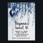 Invitación Globos metálicos azules para fiestas Ivy White Swe<br><div class="desc">Personalizar para cualquier evento.</div>