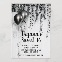 Invitación Globos Metálicos de Fiesta Rustic Ivy Blancos Cump