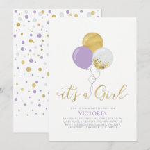 Globos Morados y Dorados | Es una Niña Cumpleaños