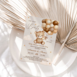 Invitación Globos neutrales de Teddy Bear Baby Shower