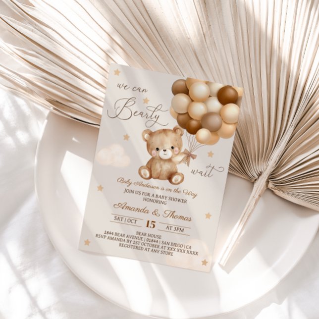 Invitación Globos neutrales de Teddy Bear Baby Shower (Subido por el creador)