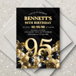 Invitación Globos Oro Negro 95º cumpleaños