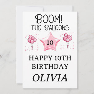 Invitación Globos para Celebración de Cumpleaños Moderno para