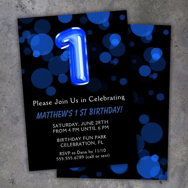 Invitación Globos para cumpleaños infantil azul niño fiesta (Subido por el creador)