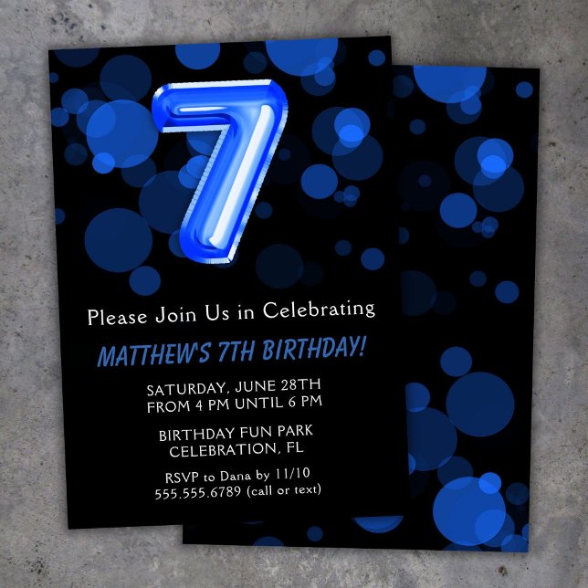 Invitación Globos para cumpleaños infantil azul niño fiesta d (Subido por el creador)