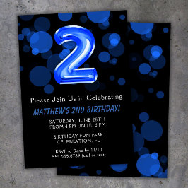 Invitación Globos para cumpleaños infantil niño azul