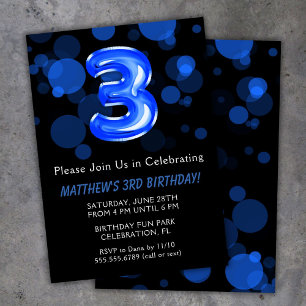 Invitación Globos para cumpleaños infantil niño azul Fiesta d