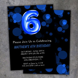 Invitación Globos para cumpleaños número 6 niños azul niño fi