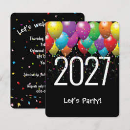 Invitación Globos para Fiesta de Año Nuevo 2027