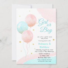Invitación Globos para niños o Chicas Purpurinas Revelación d