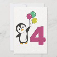 Globos Penguin Cuarto Cumpleaños Para Niños Invita