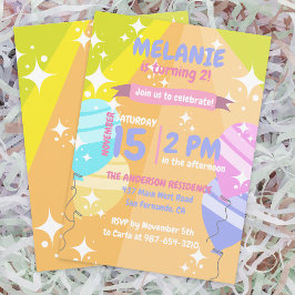 Invitación Globos Personalizados coloridos paralizan fiesta d