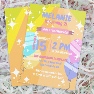 Invitación Globos Personalizados coloridos paralizan fiesta d