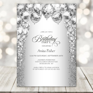 Invitación Globos plateados de estilo Cualquier fiesta de cum