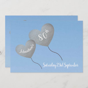 Invitación Globos plateados en un cielo azul fiesta de cumple