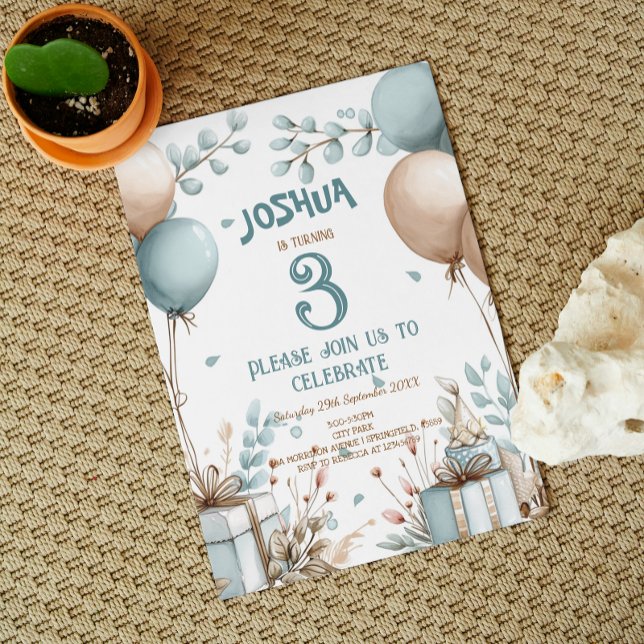 Invitación Globos que regalo cajas Personalizado foto fiesta  (Subido por el creador)