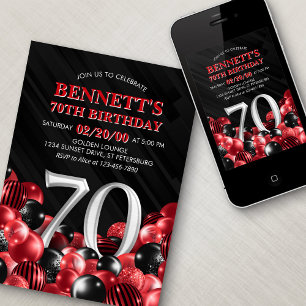 Invitación Globos Red 70 cumpleaños