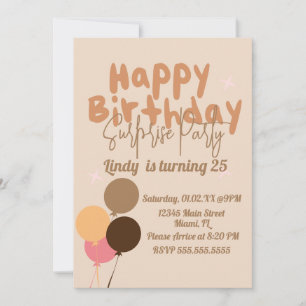 Invitación Globos Retro Cumpleaños Sorpresa Fiesta