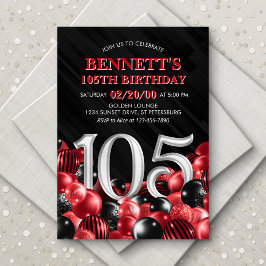 Invitación Globos Rojo 105º cumpleaños