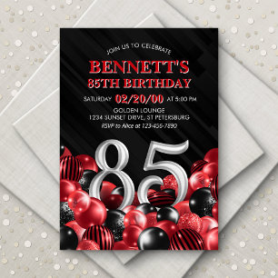 Invitación Globos Rojo 85º cumpleaños