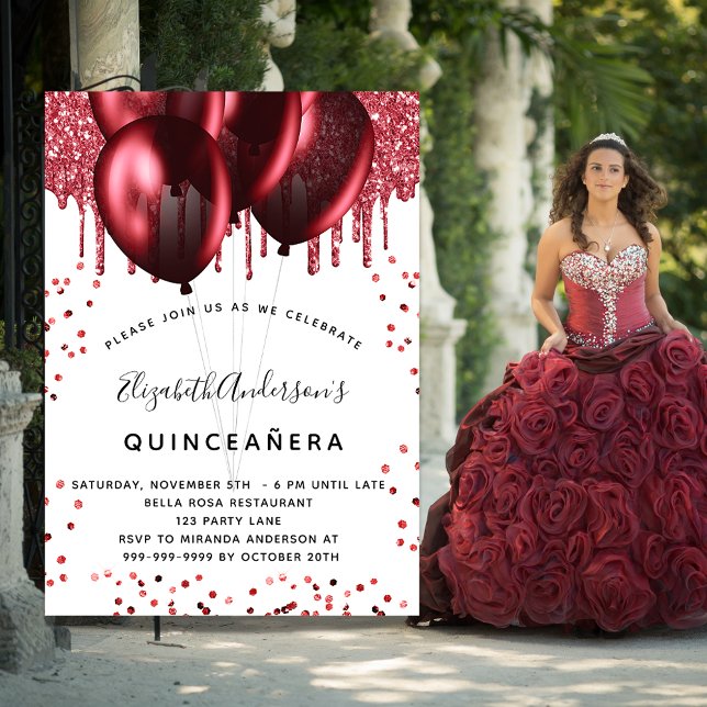 Invitación Globos rojos de Quinceanera (Subido por el creador)