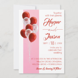 Invitación Globos rojos. Elegante carta de bodas