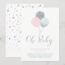 Globos rosa y plateado | Oh Baby Girl Baby Shower