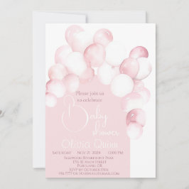 Invitación Globos rosados arco de ducha de bebé